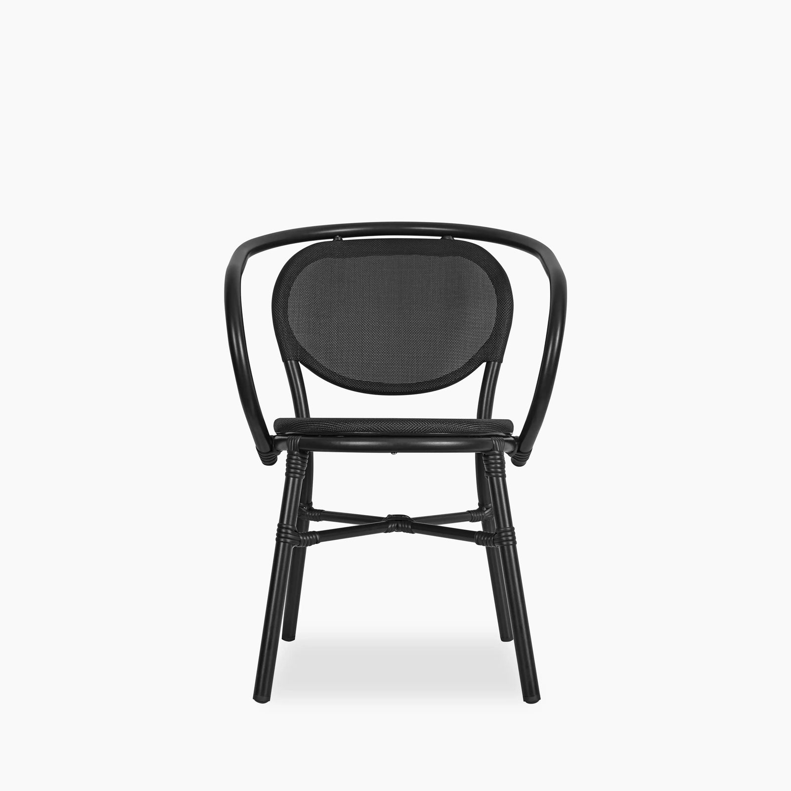 Hingham Carver Dining Chair | Black Textilene & Black