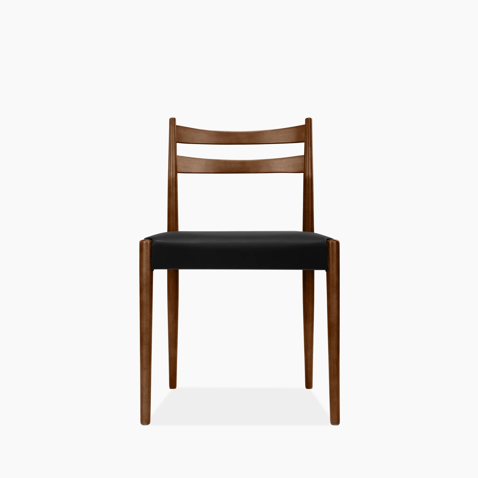 Caleb Wooden Dining Chair | Noir Black Faux Leather & Walnut