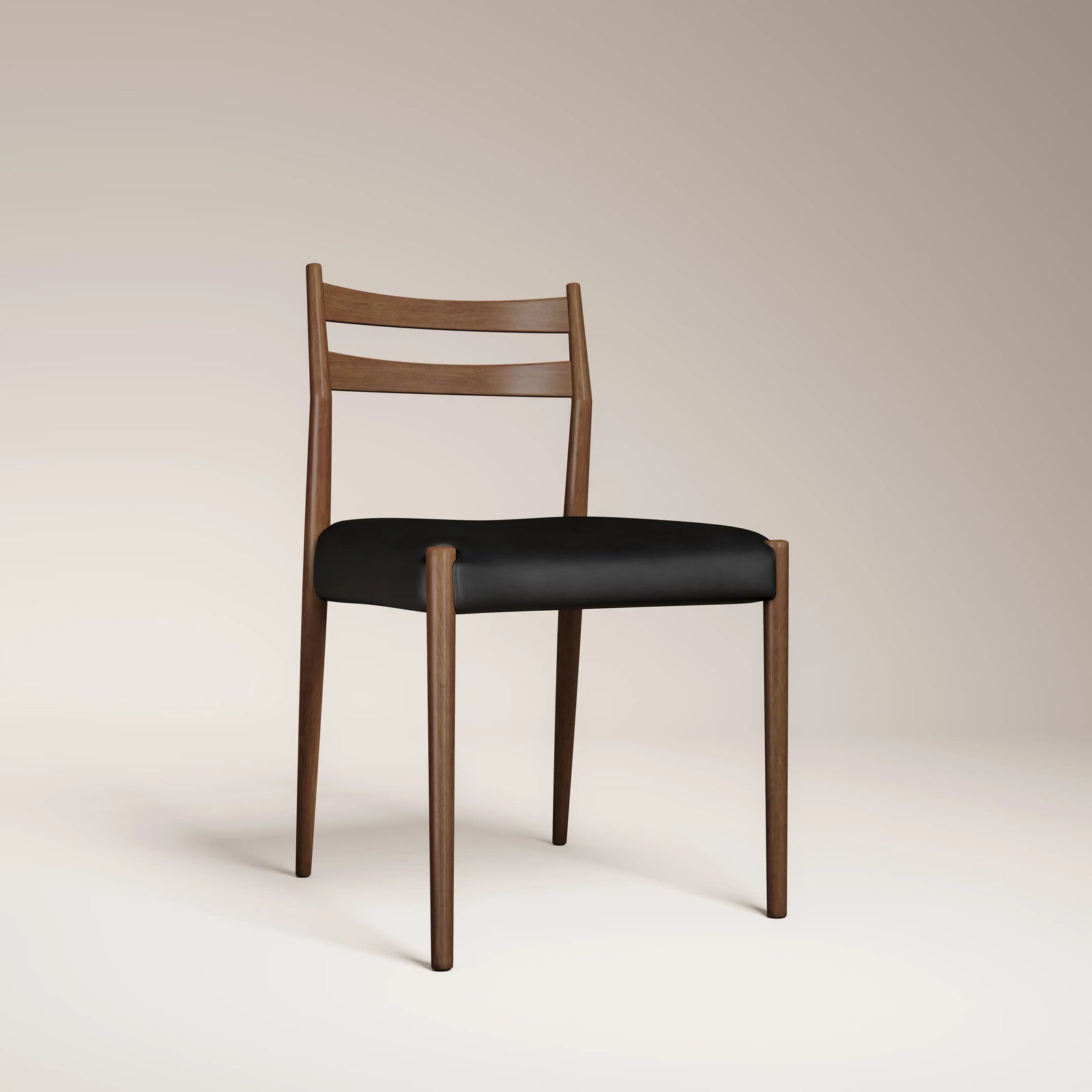 Caleb Wooden Dining Chair | Noir Black Faux Leather & Walnut