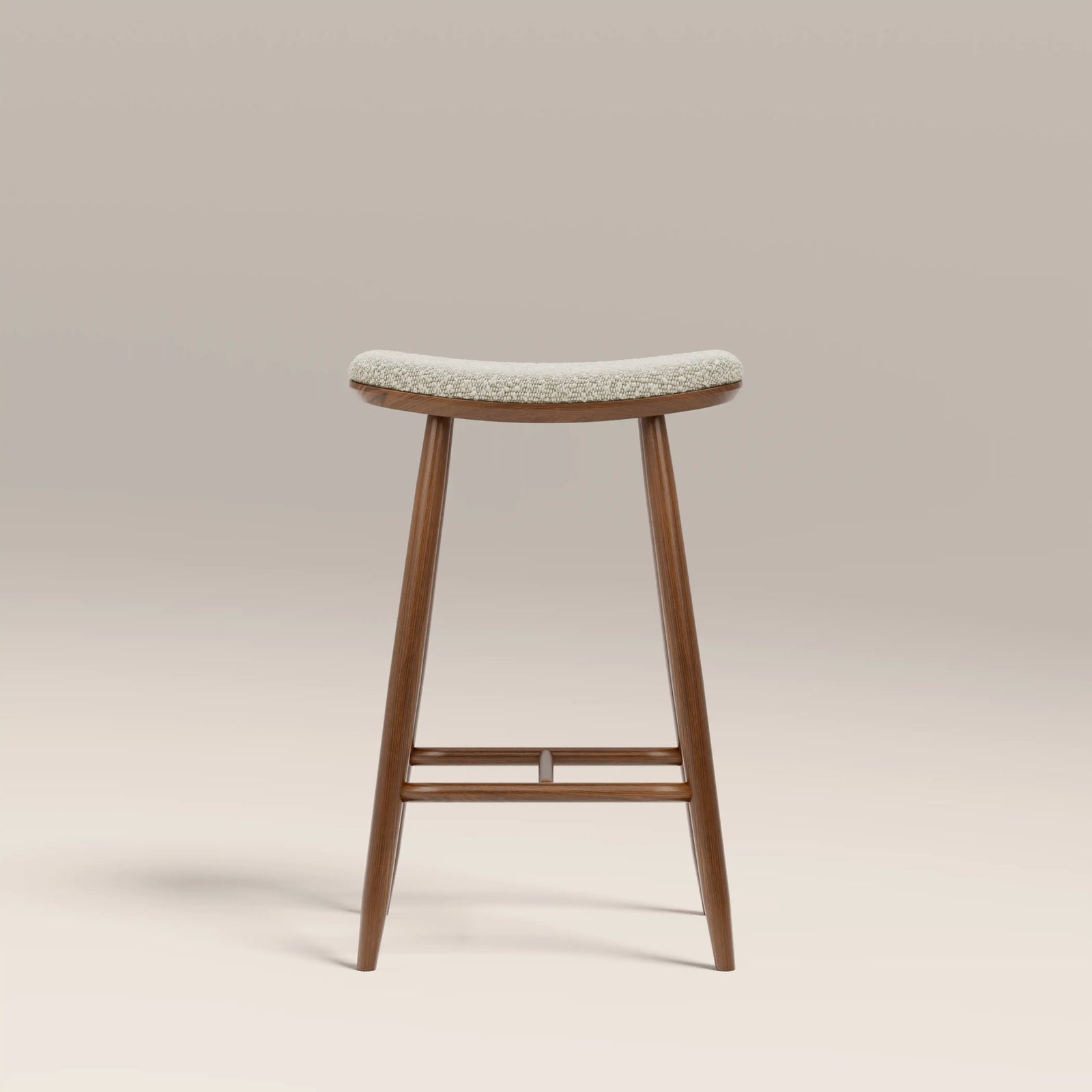 Hatton Wooden Kitchen Stool | Speckled Stone Sustainable Boucle & Walnut