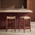 Caleb Wooden Kitchen Stool | Natural Weave & Walnut