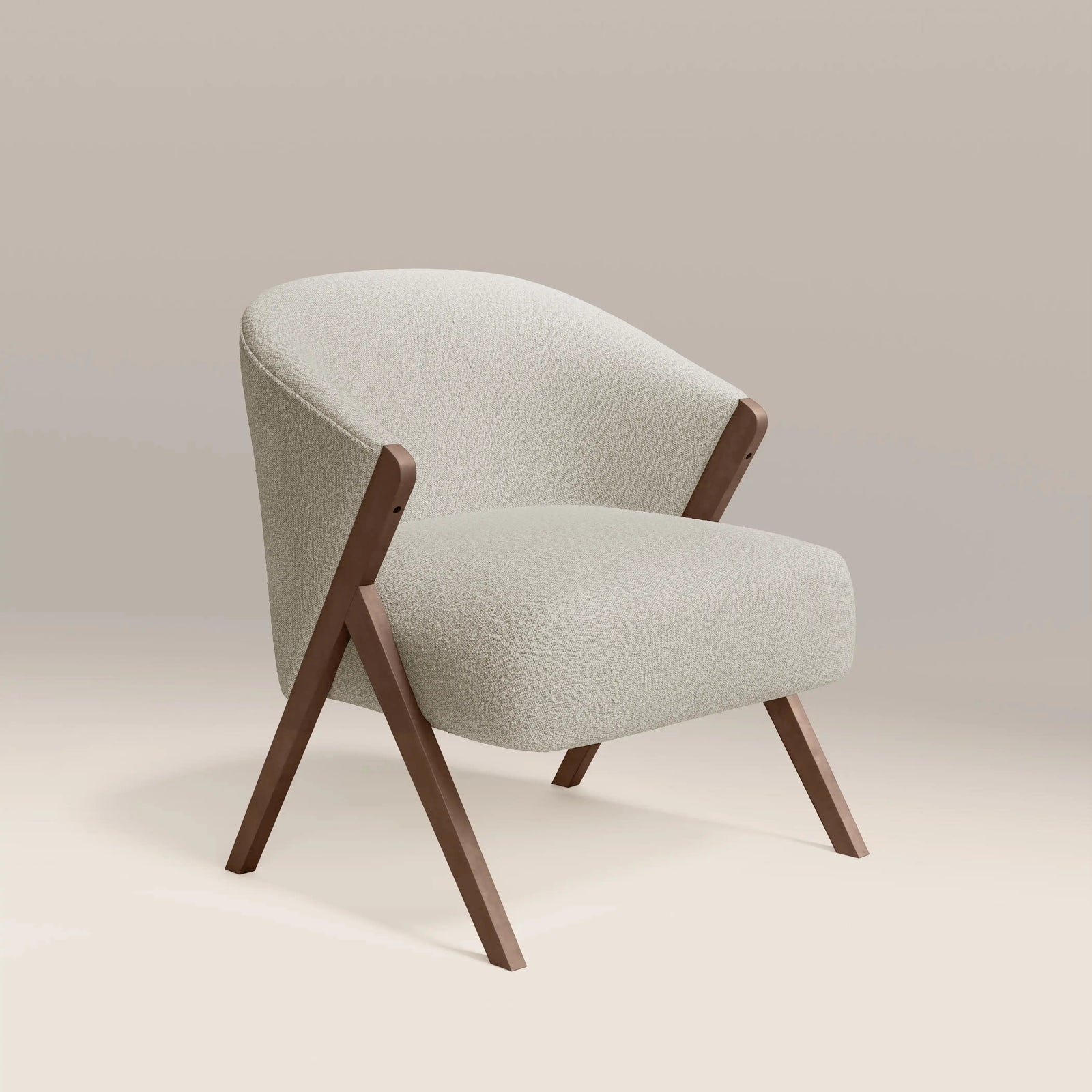 Kira Accent Chair | Speckled Stone Sustainable Boucle & Walnut