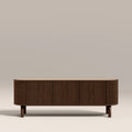 Santana TV Stand | Natural Travertine Effect Sintered Stone & Smoked Walnut