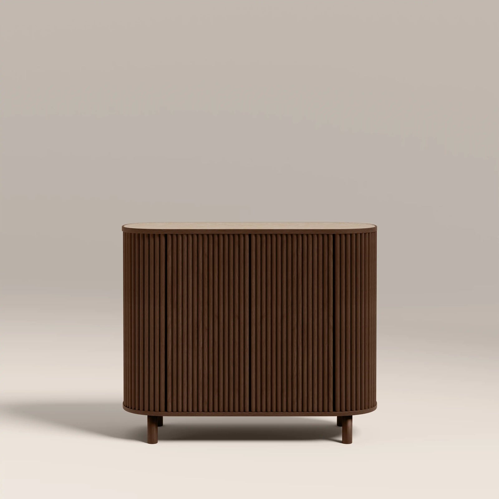 Santana Sideboard | Natural Travertine Effect Sintered Stone & Smoked Walnut