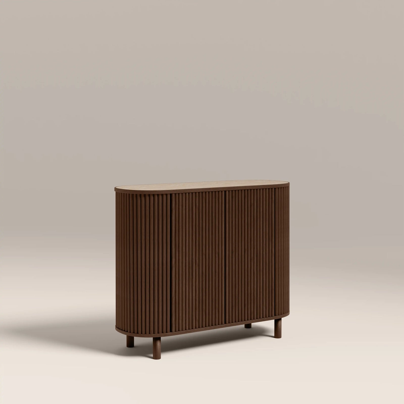 Santana Sideboard | Natural Travertine Effect Sintered Stone & Smoked Walnut