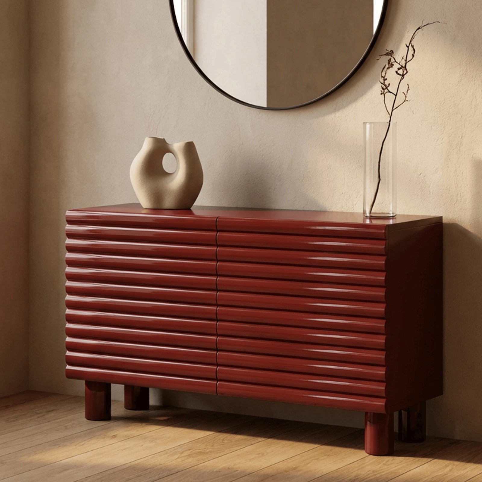 Raphael 2 Door Sideboard | High Gloss Burgundy