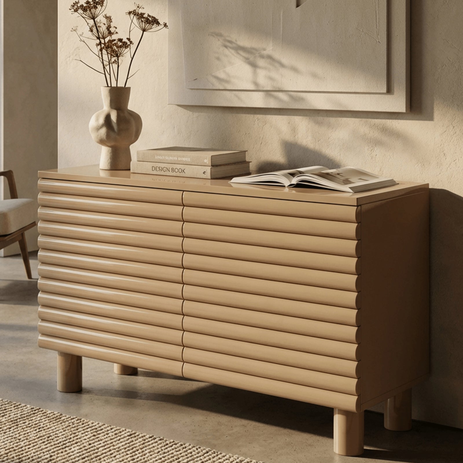 Raphael 2 Door Sideboard | High Gloss Taupe