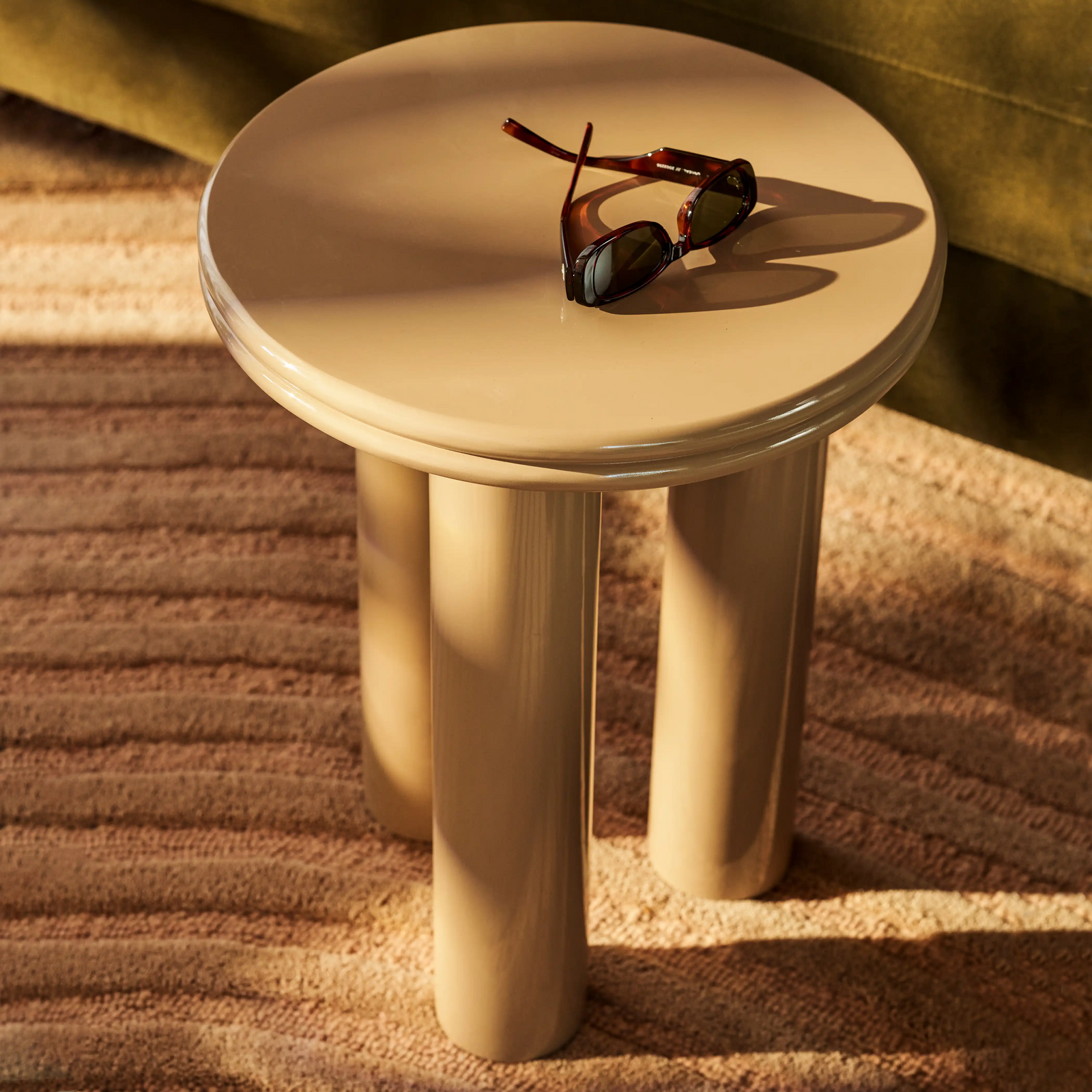 Raphael Round Side Table | High Gloss Taupe