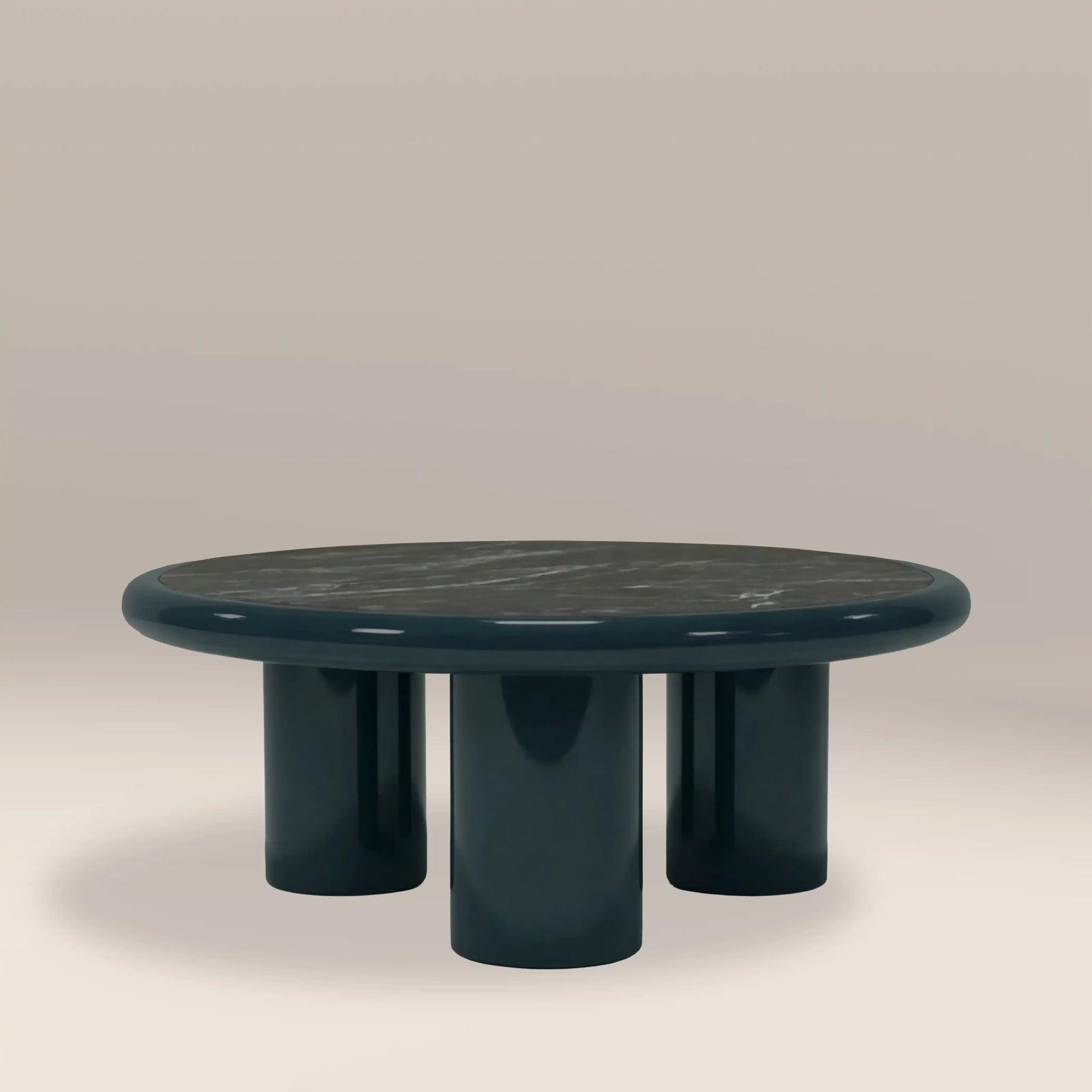 Carson Round Coffee Table | Emerald Green Marble & High Gloss Emerald Green