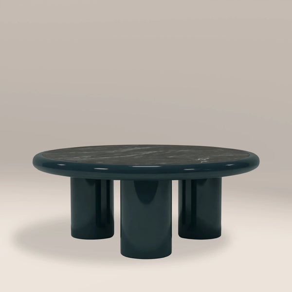 Carson Round Coffee Table | Emerald Green Marble & High Gloss Emerald Green