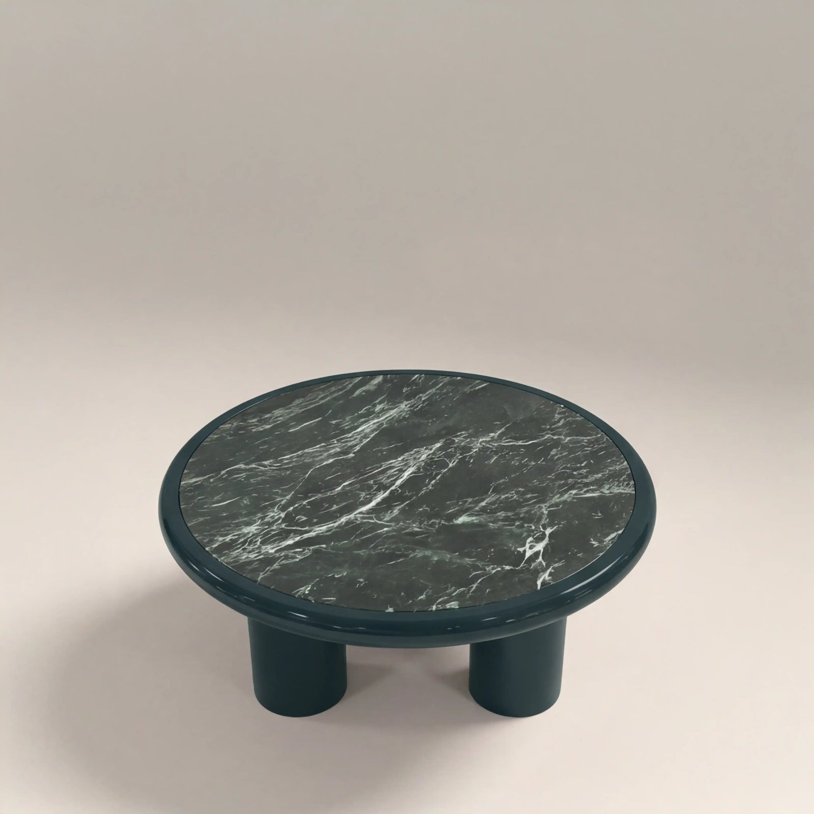 Carson Round Coffee Table | Emerald Green Marble & High Gloss Emerald Green