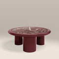 Carson Round Coffee Table | Maroon Red Marble & High Gloss Burgundy
