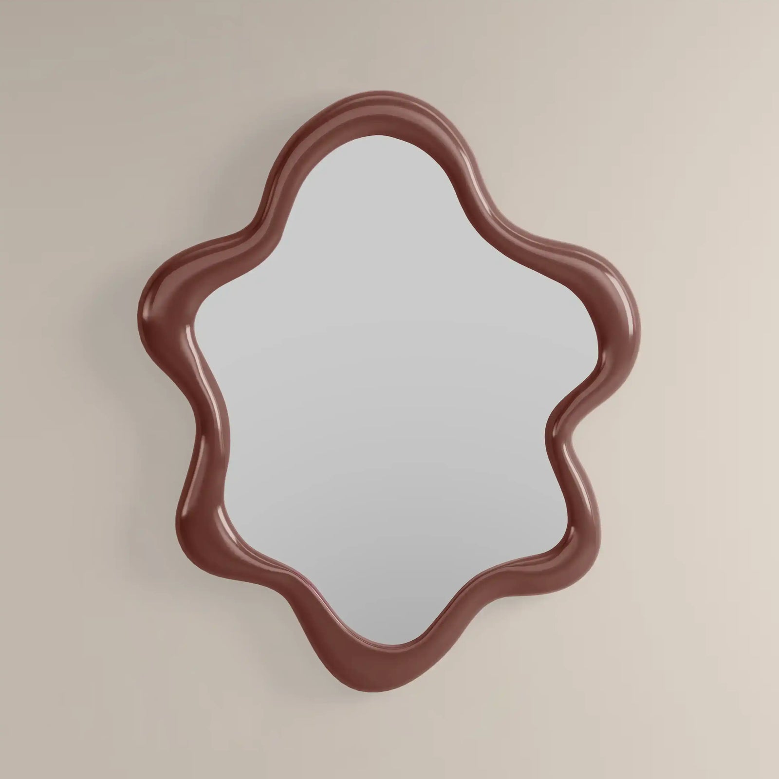 Lenny Wavy Wall Mirror, 100 x 83 cm |  High Gloss Burgundy