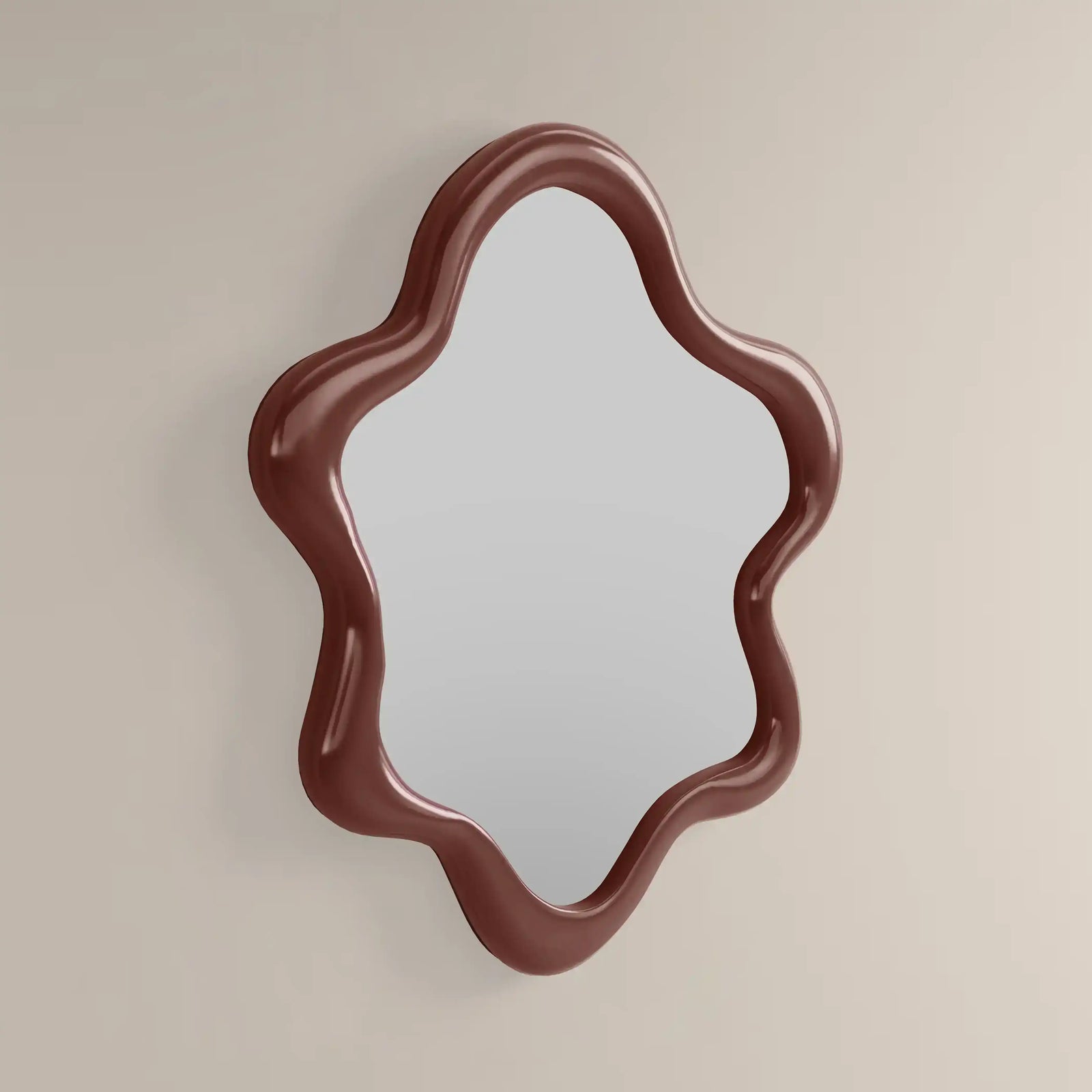 Lenny Wavy Wall Mirror, 100 x 83 cm |  High Gloss Burgundy