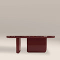 Aliza Rectangle Coffee Table | Maroon Red Marble & High Gloss Burgundy