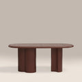 Carson 6 Seat Oval Dining Table | Maroon Red Marble & High Gloss Burgundy