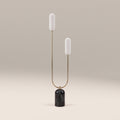 houseof 2 Light Curve Floor Lamp | Olive Green Marble