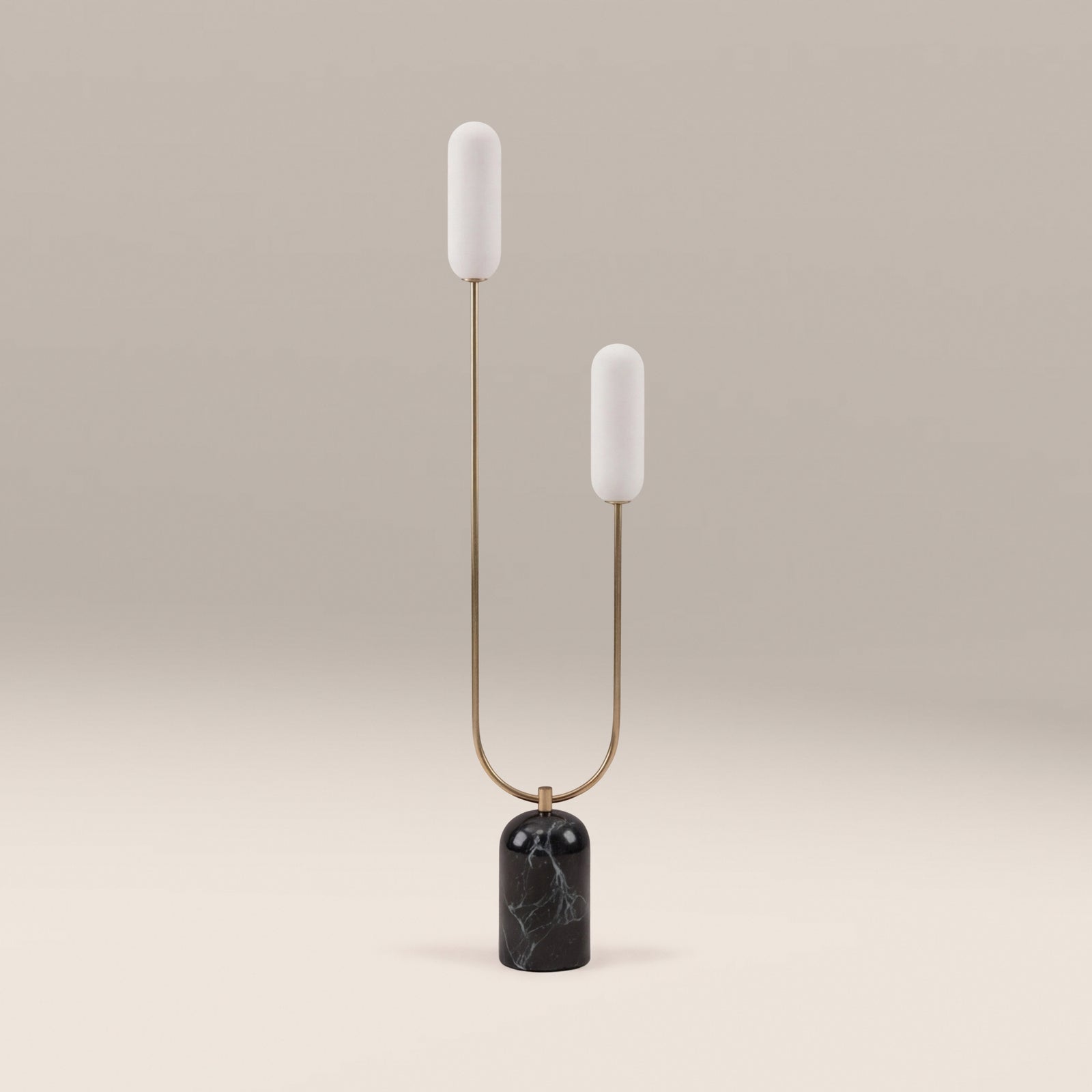 houseof 2 Light Curve Floor Lamp | Olive Green Marble
