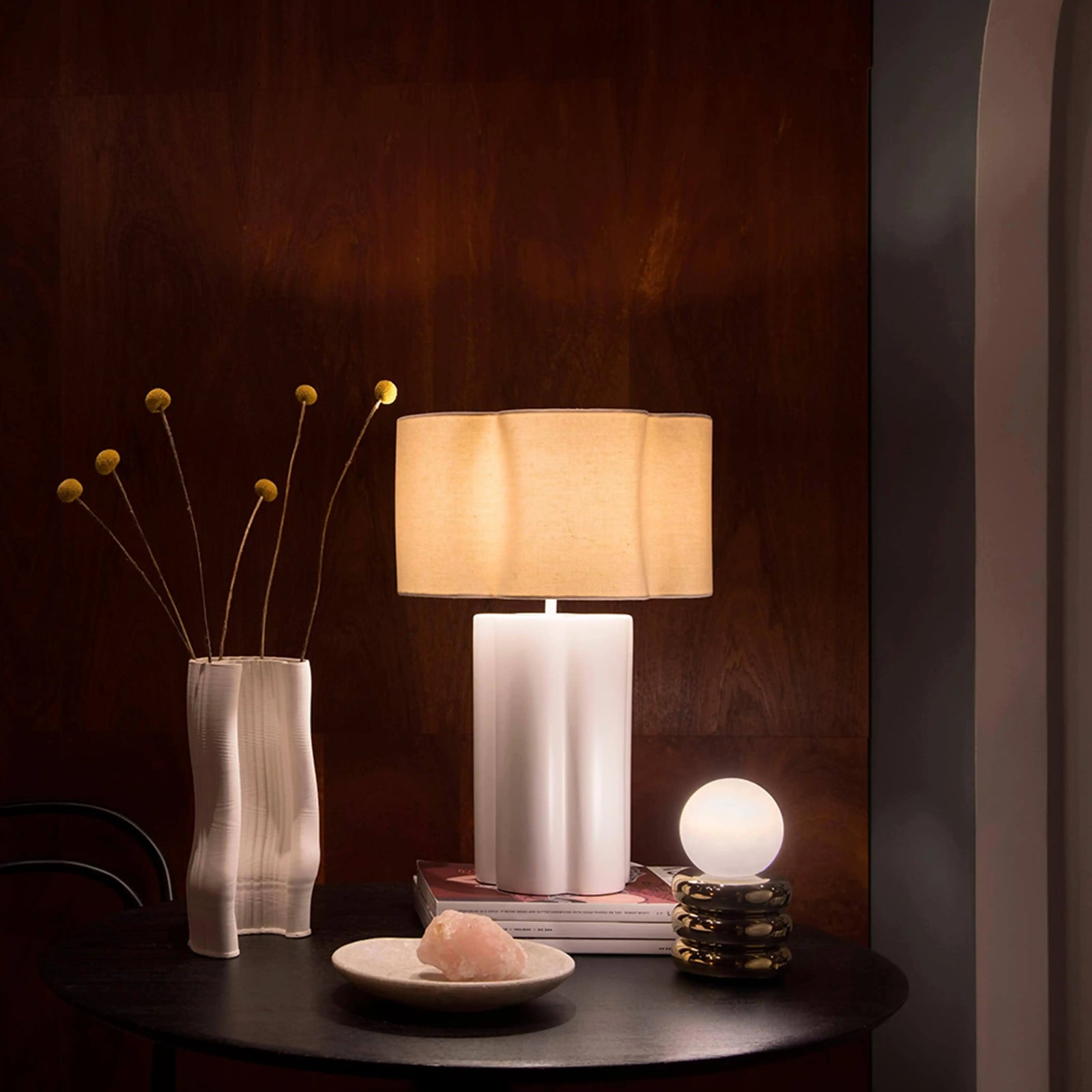 houseof Flower Ceramic Table Lamp | Natural Linen