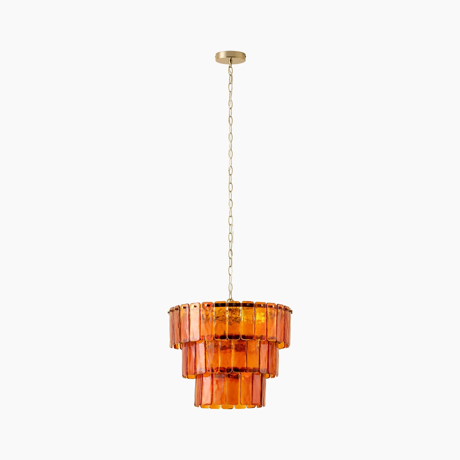 houseof Glass 3 Tiered Chandelier | Amber Orange