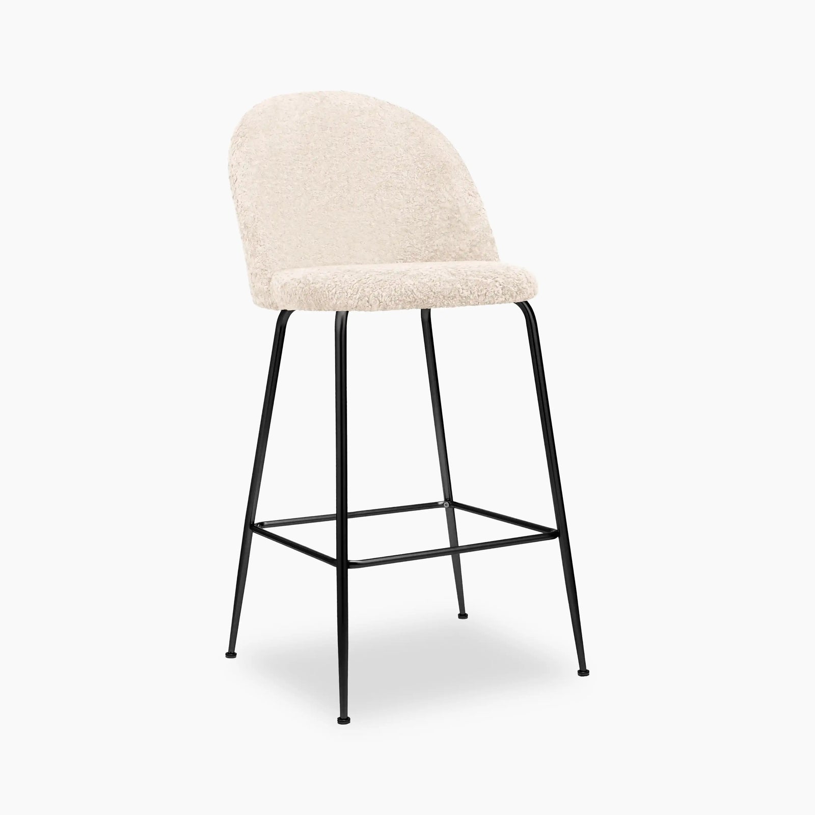 Heather Bar Stool | Ivory White Teddy Boucle