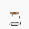 Austen Low Stool | Vintage Tan Faux Leather & Rustic