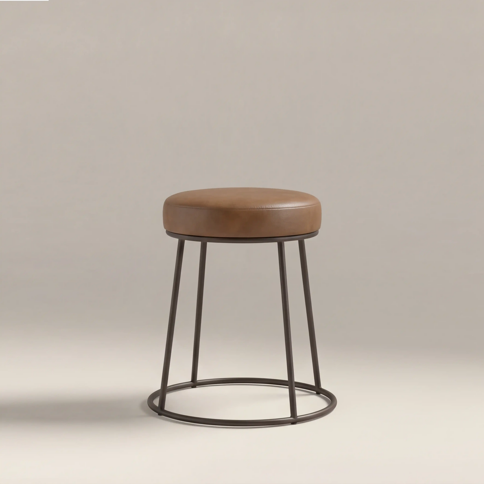Austen Low Stool | Vintage Tan Faux Leather & Rustic