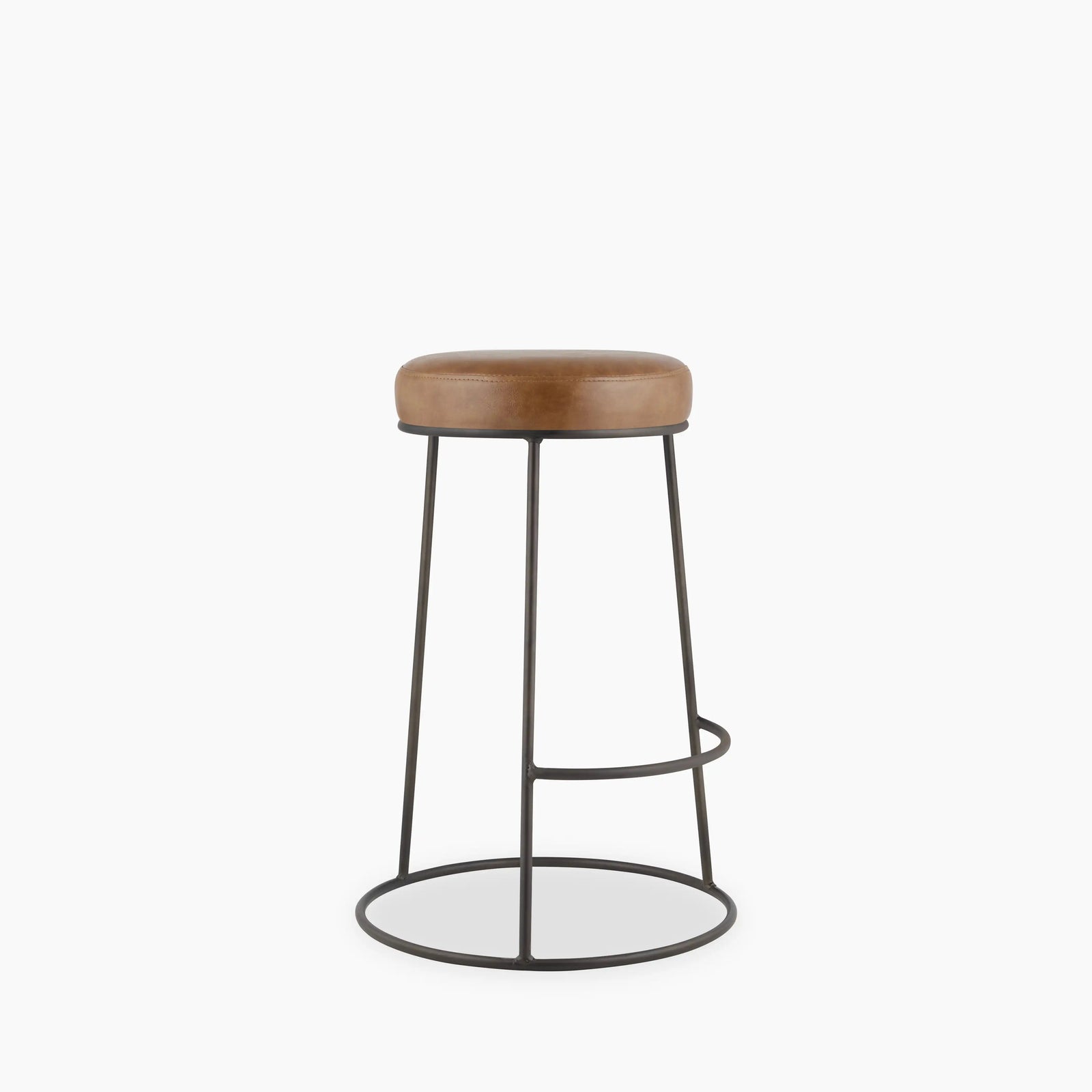 Austen Kitchen Stool | Vintage Tan Faux Leather & Rustic