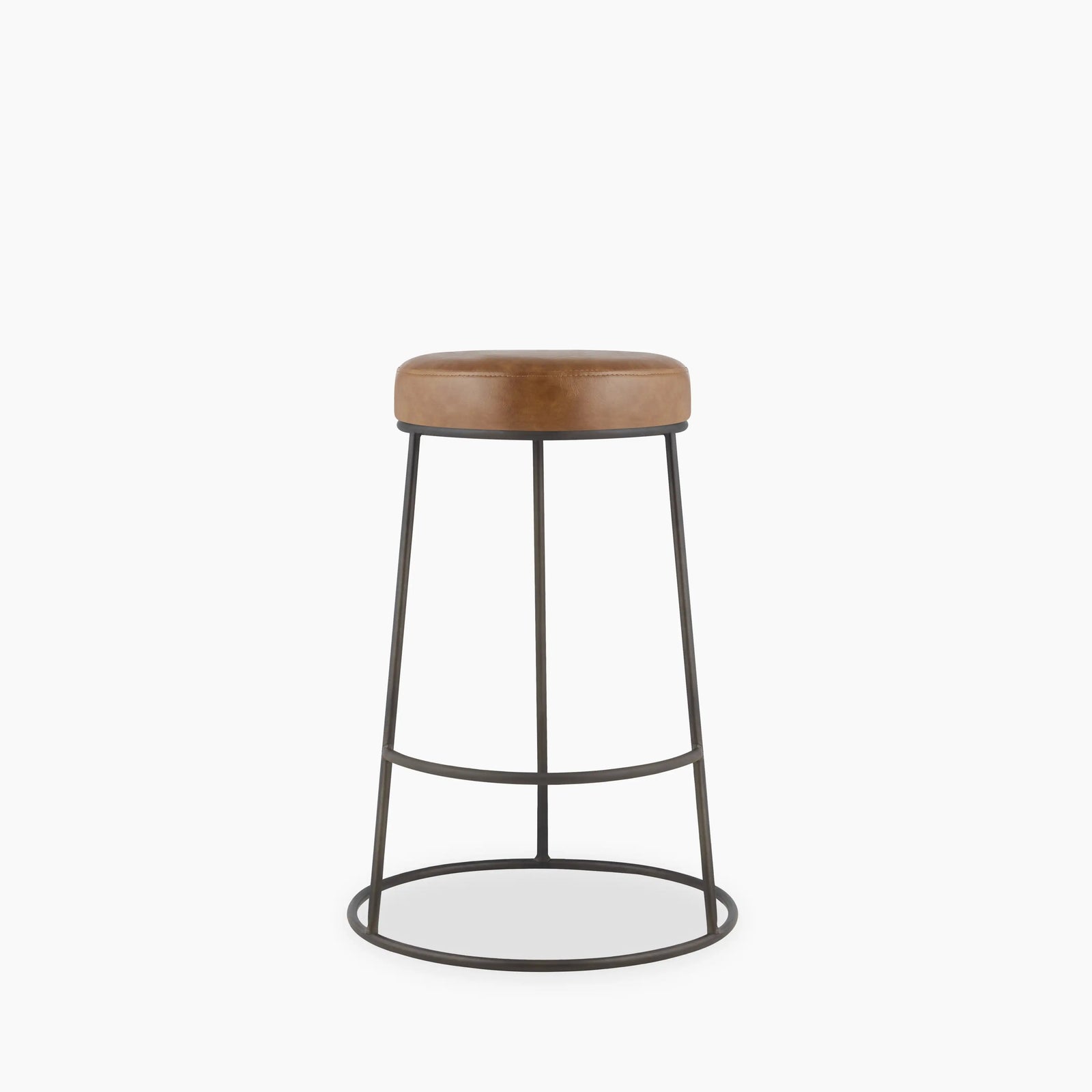 Austen Kitchen Stool | Vintage Tan Faux Leather & Rustic