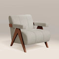 Paulo Accent Chair | Speckled Stone Sustainable Boucle & Walnut