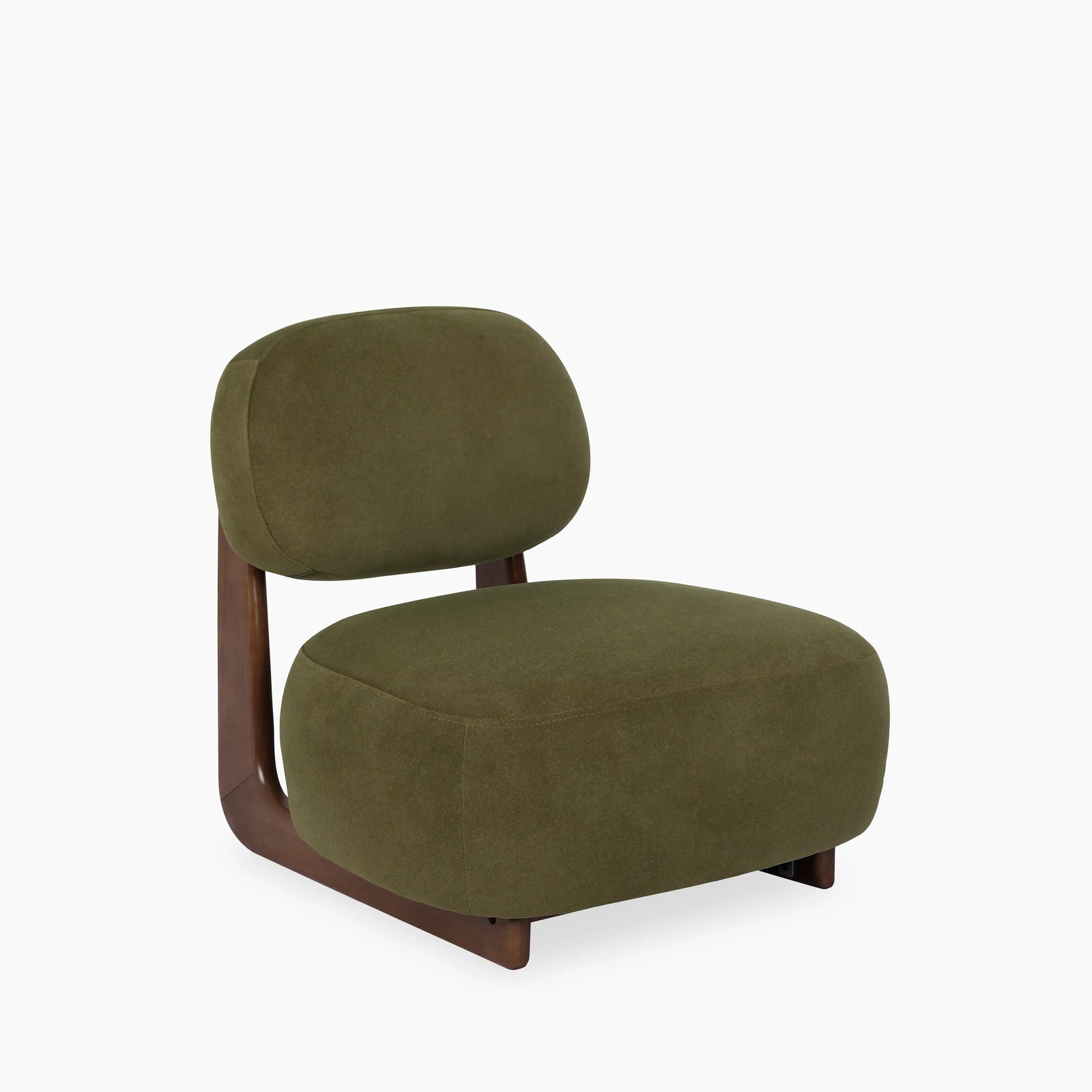Didsbury Accent Chair | Moss Green Sustainable Mohair Velvet & Walnut