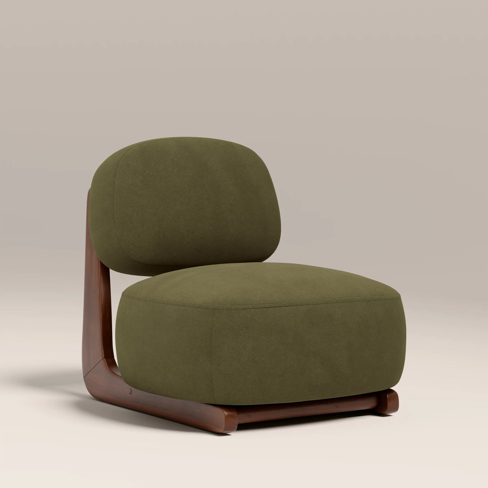 Didsbury Accent Chair | Moss Green Sustainable Mohair Velvet & Walnut