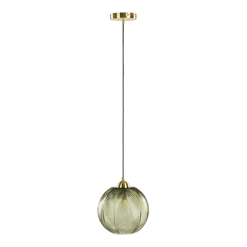 Calla Globe Pendant Light | Green & Brass