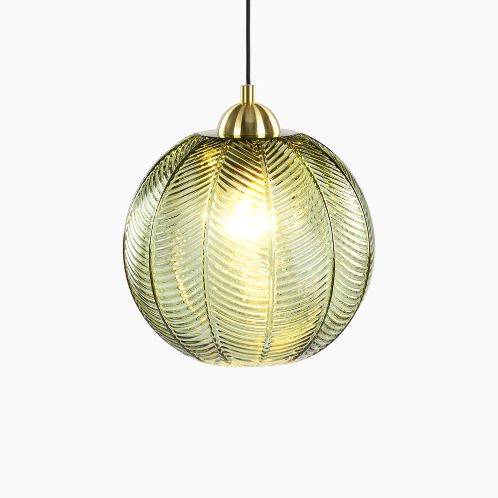 Calla Globe Pendant Light | Green & Brass