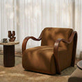 Talie Accent Chair | Caramel Brown Sustainable Mohair Velvet & Walnut