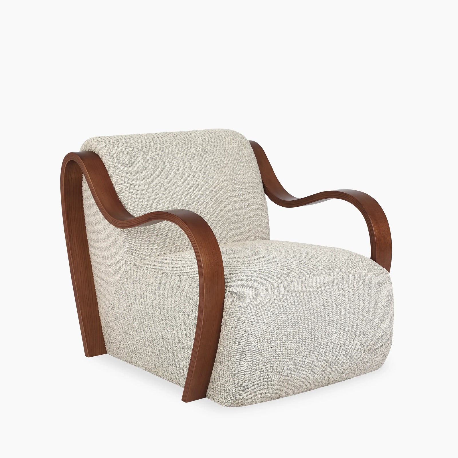 Talie Accent Chair | Speckled Stone Sustainable Boucle & Walnut