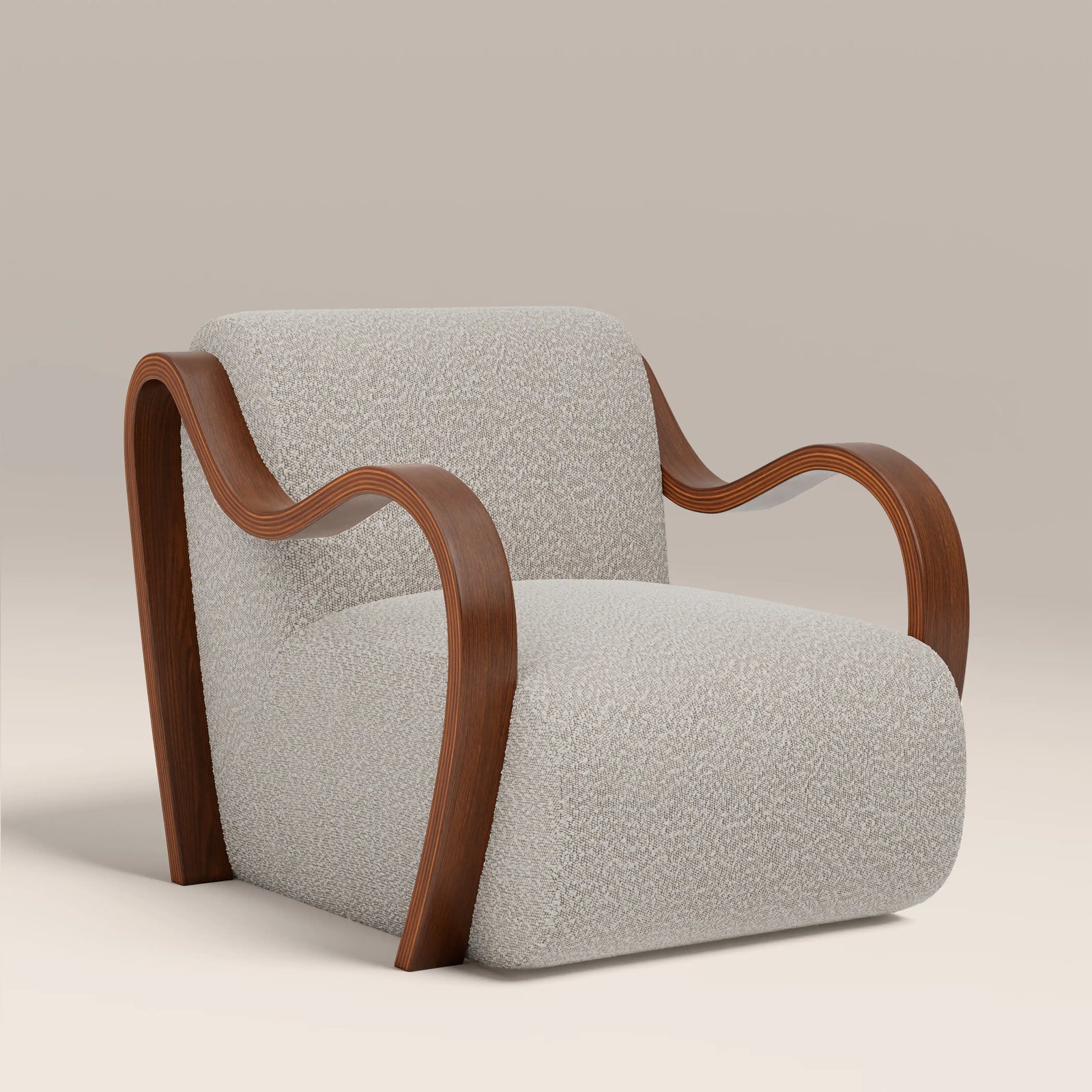 Talie Accent Chair | Speckled Stone Sustainable Boucle & Walnut