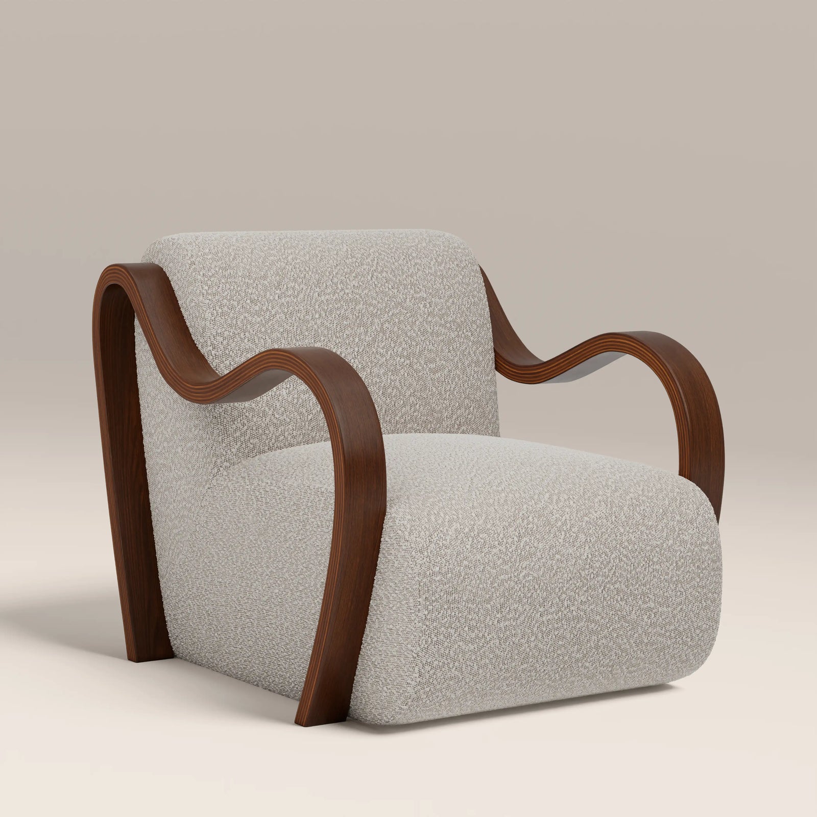 Talie Accent Chair | Speckled Stone Sustainable Boucle & Walnut