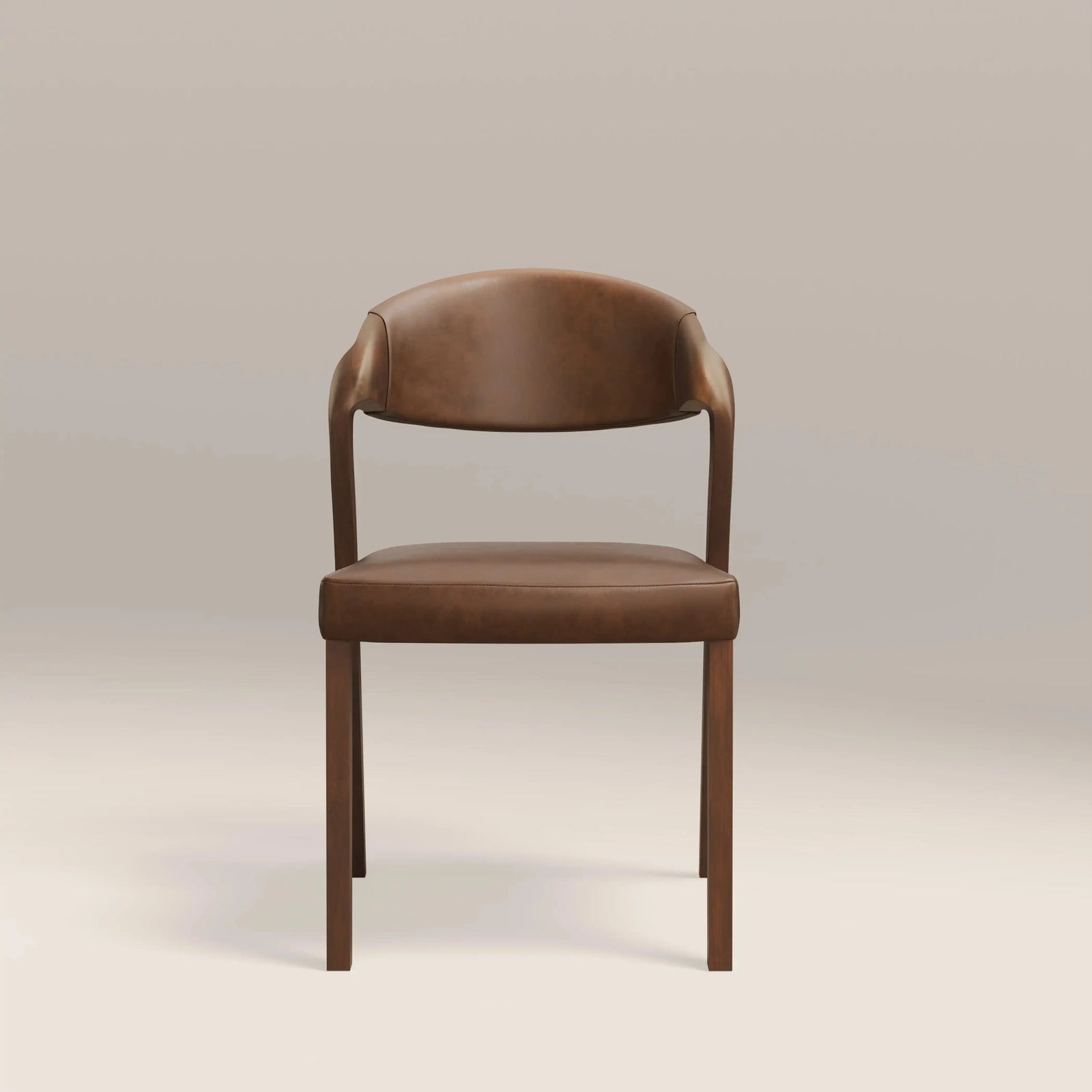 Kennedy Dining Chair | Vintage Tan Faux Leather & Walnut