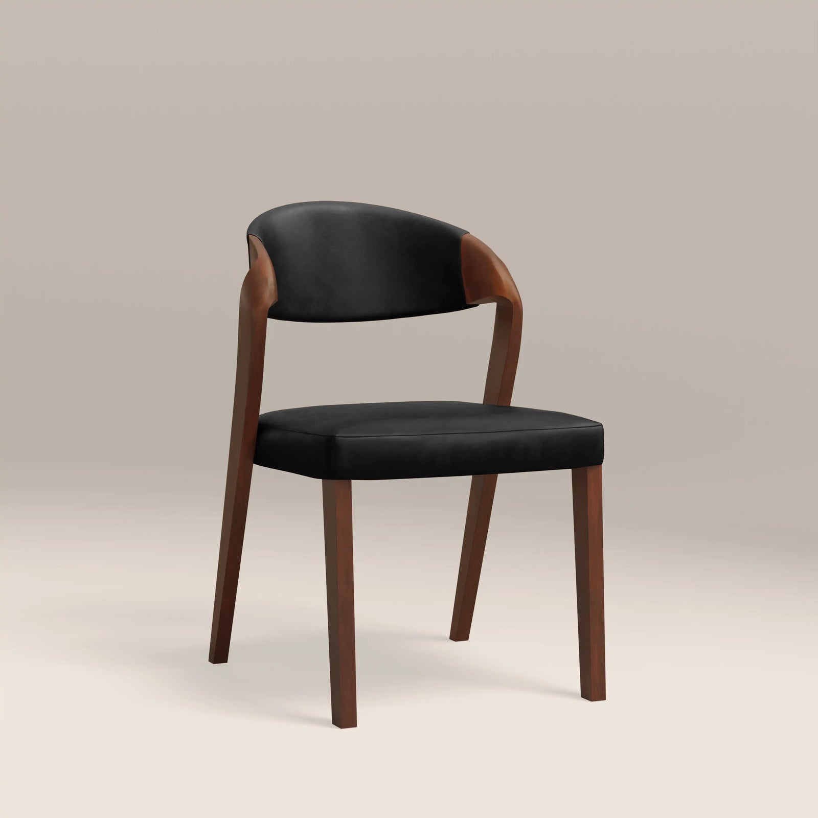 Kennedy Dining Chair | Vintage Black Faux Leather & Walnut