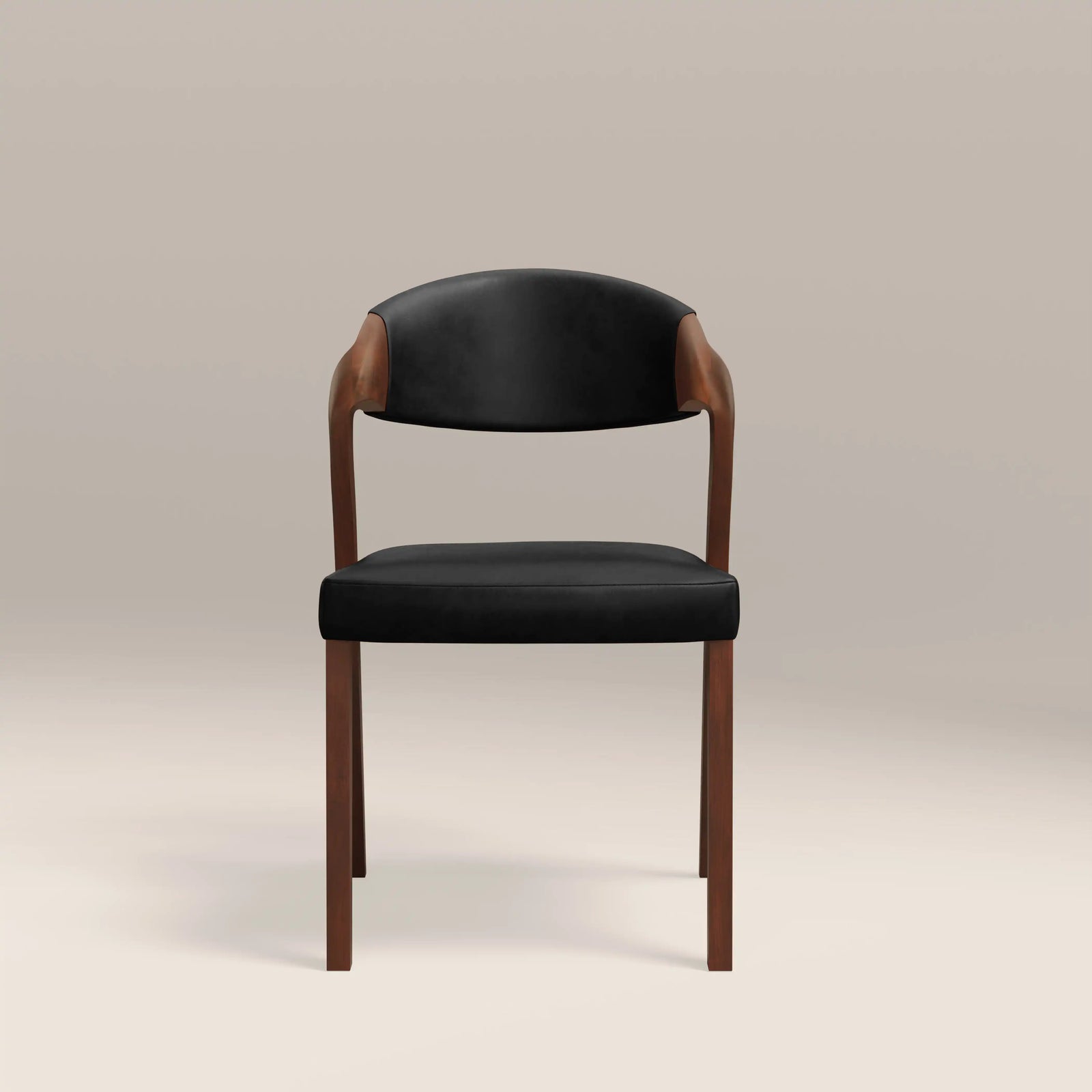 Kennedy Dining Chair | Vintage Black Faux Leather & Walnut