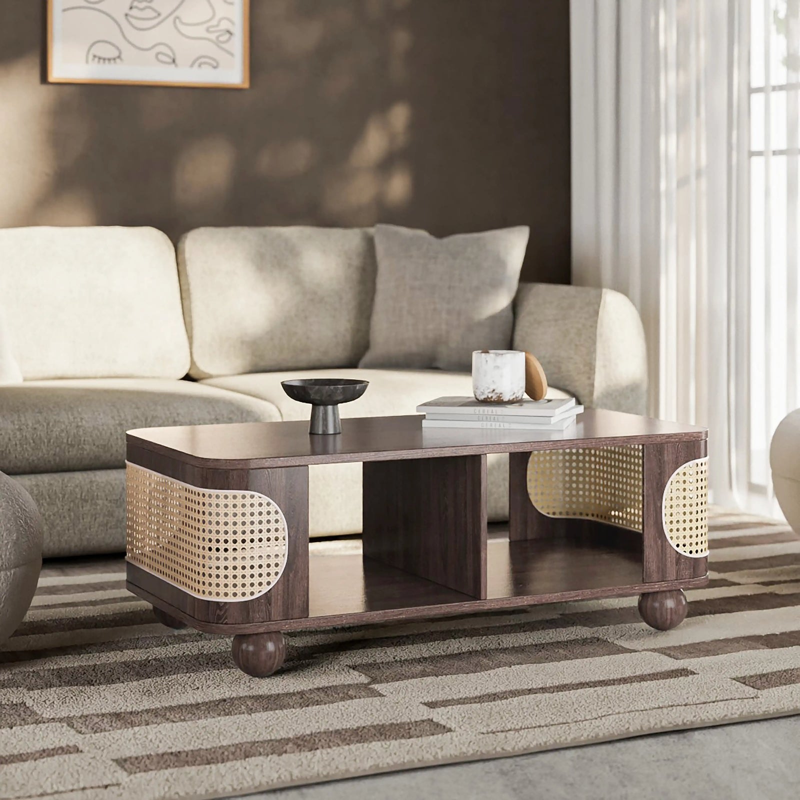 Una Wooden Coffee Table | Walnut & Cane