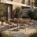 Lorenzo 6 Seat Garden Dining Set | Walnut & Natural
