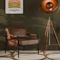 Barbican Armchair | Vintage Tan Faux Leather & Black