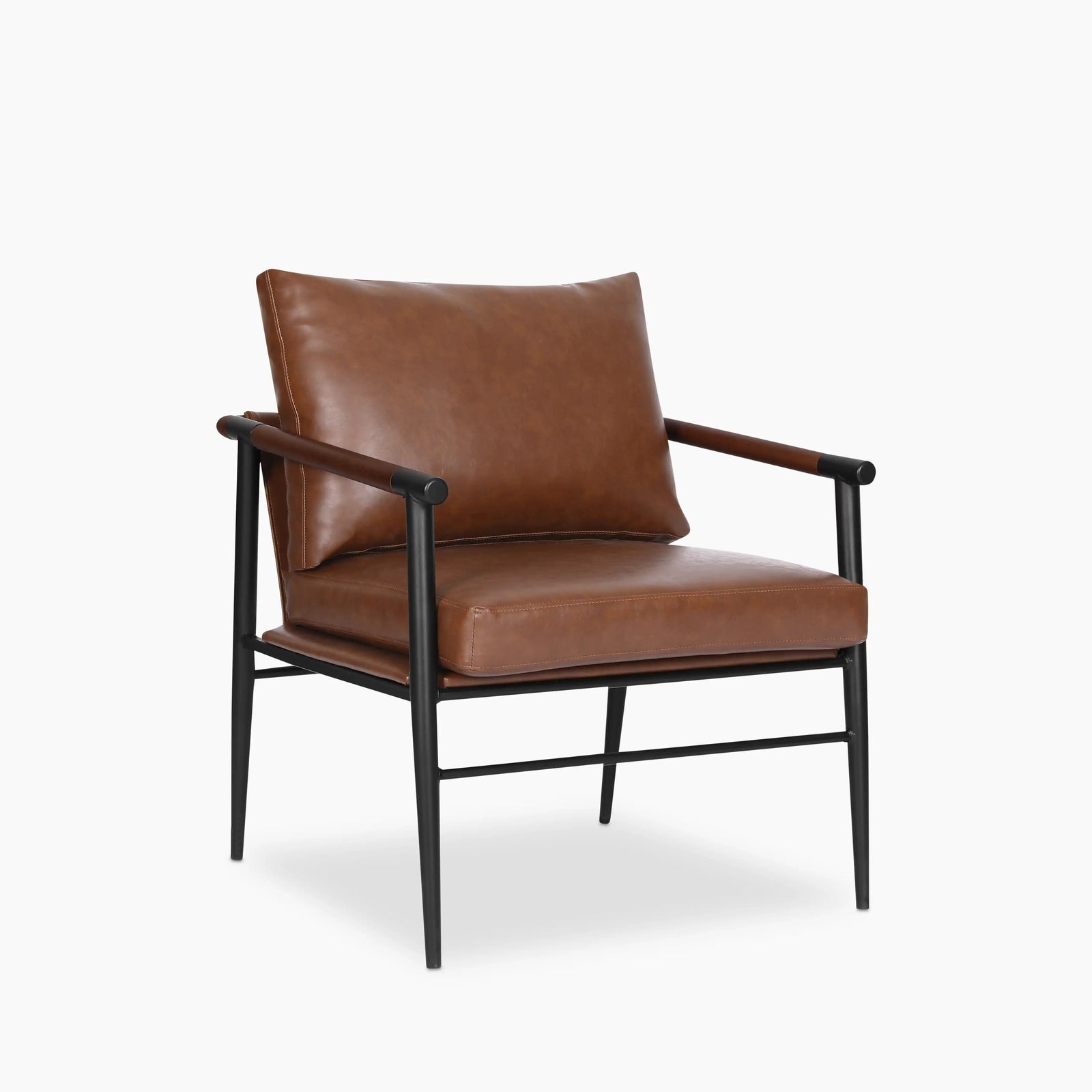 Barbican Armchair | Vintage Tan Faux Leather & Black