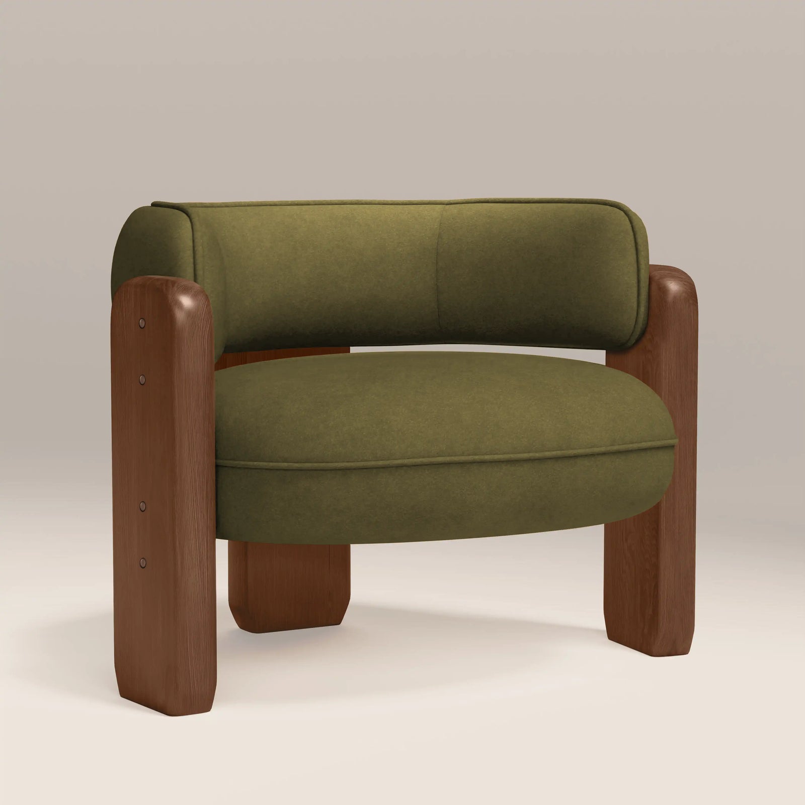 Porter Armchair | Moss Green Sustainable Mohair Velvet & Walnut