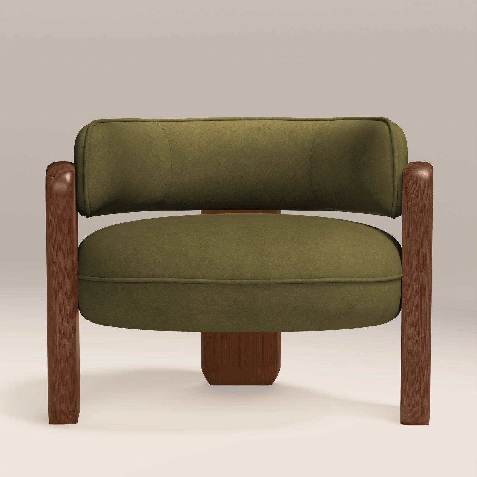 Porter Armchair | Moss Green Sustainable Mohair Velvet & Walnut