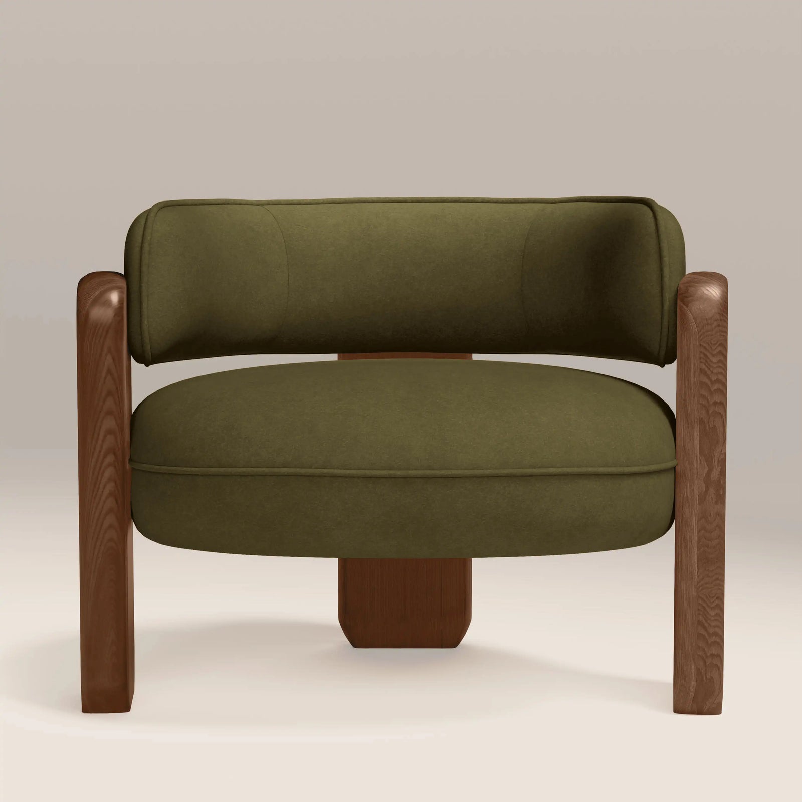 Porter Armchair | Moss Green Sustainable Mohair Velvet & Walnut