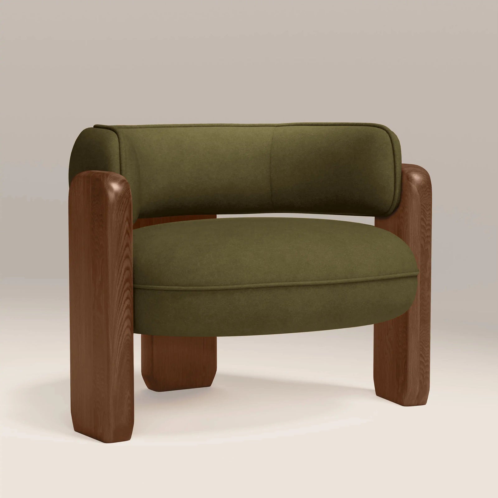 Porter Armchair | Moss Green Sustainable Mohair Velvet & Walnut