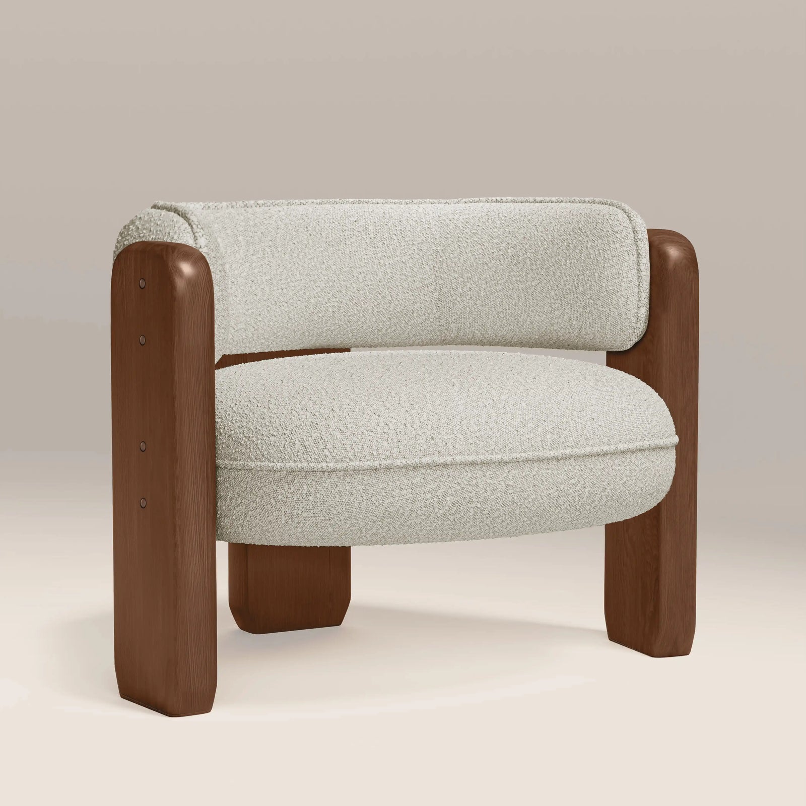 Porter Armchair | Speckled Stone Sustainable Boucle & Walnut